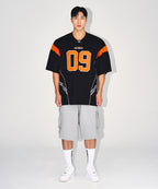 09 APPLIQUE RUGBY JERSEY T-SHIRTS [BLACK]