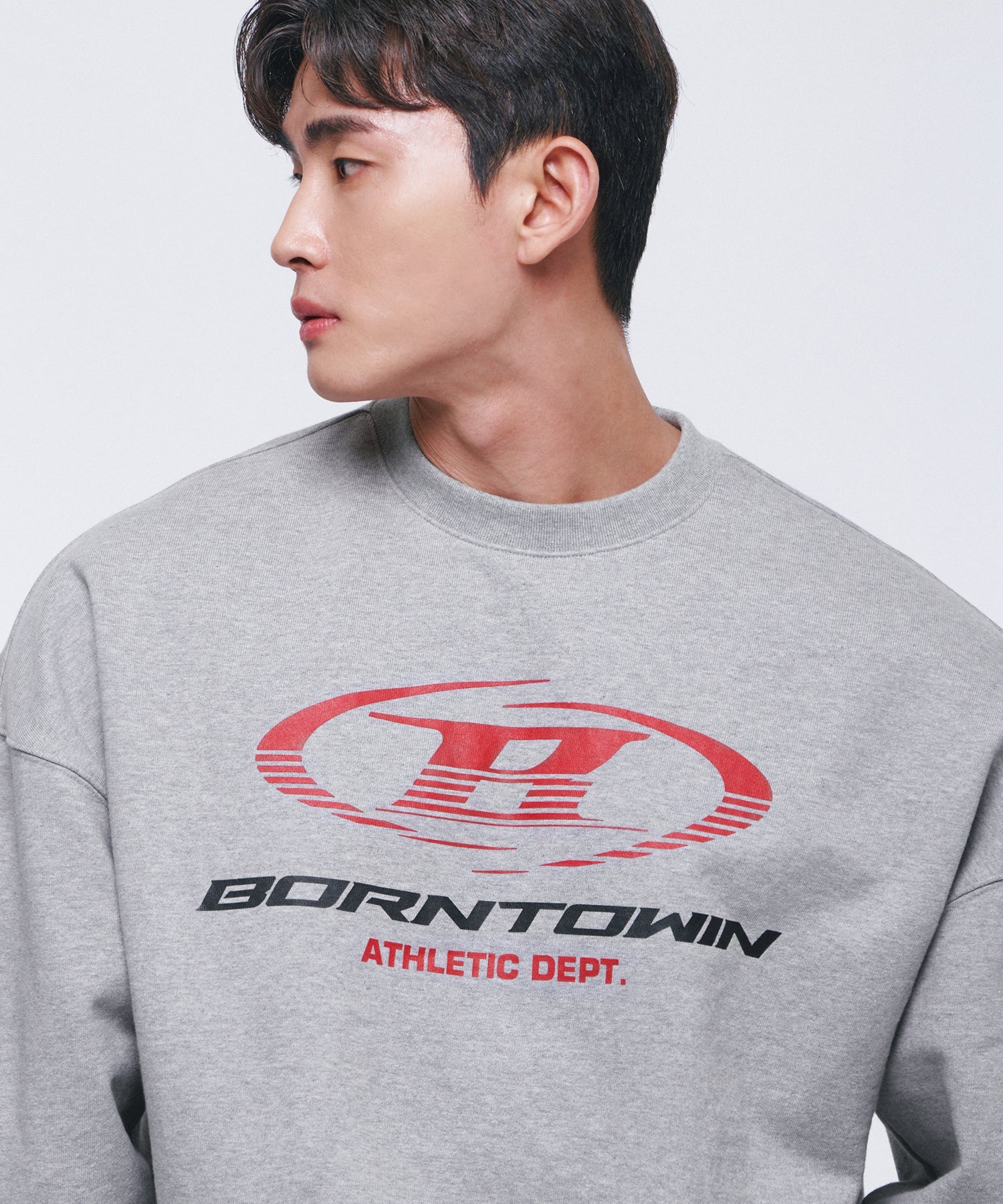 B SYMBOL RED LINE SWEATSHIRTS [MELANGE GREY]