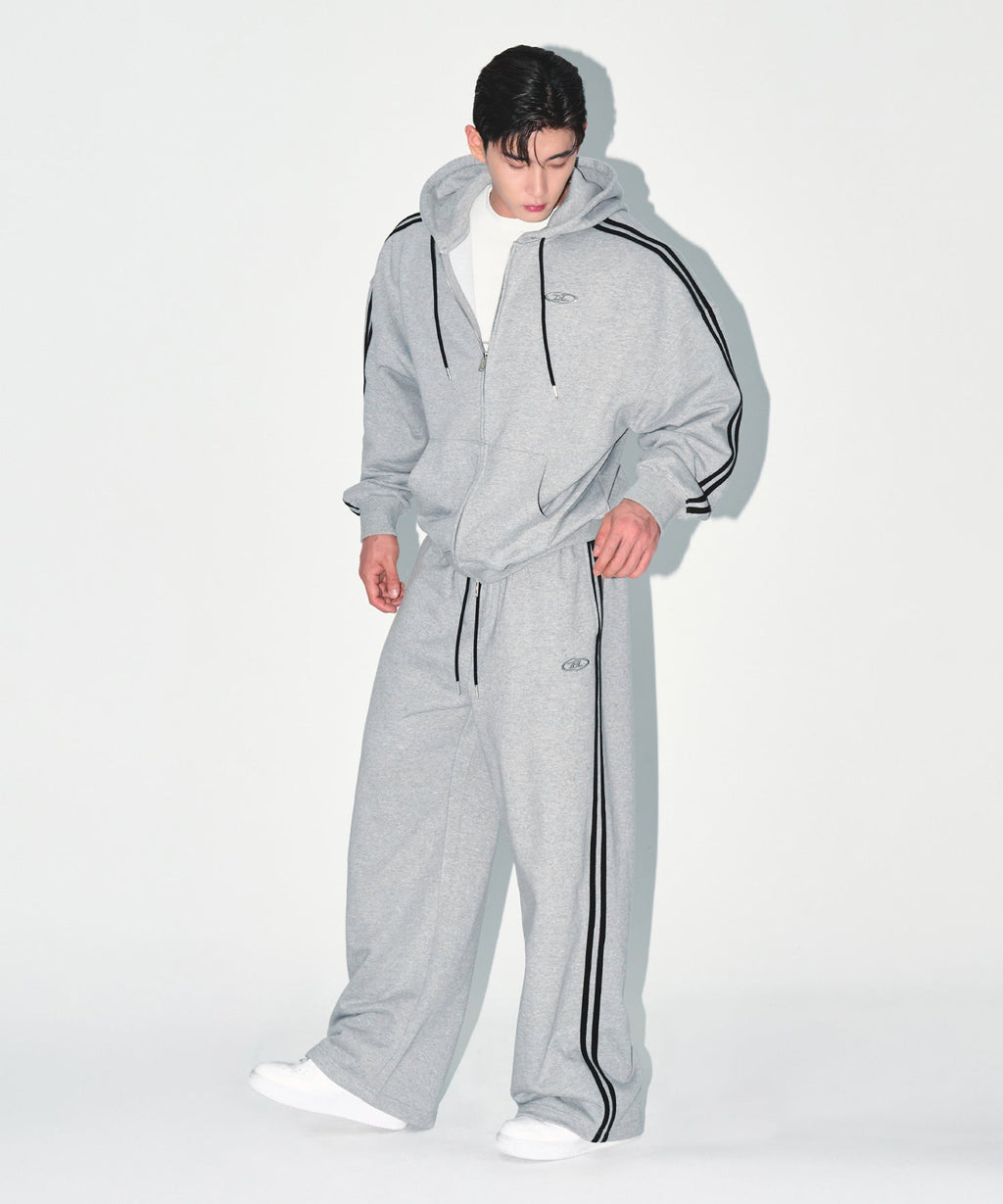 CHROME B TRACK LINE HOODIE [MELANGE GREY]