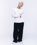 SUEDE SILVER LINE JERSEY WIDE PANTS [BLACK]