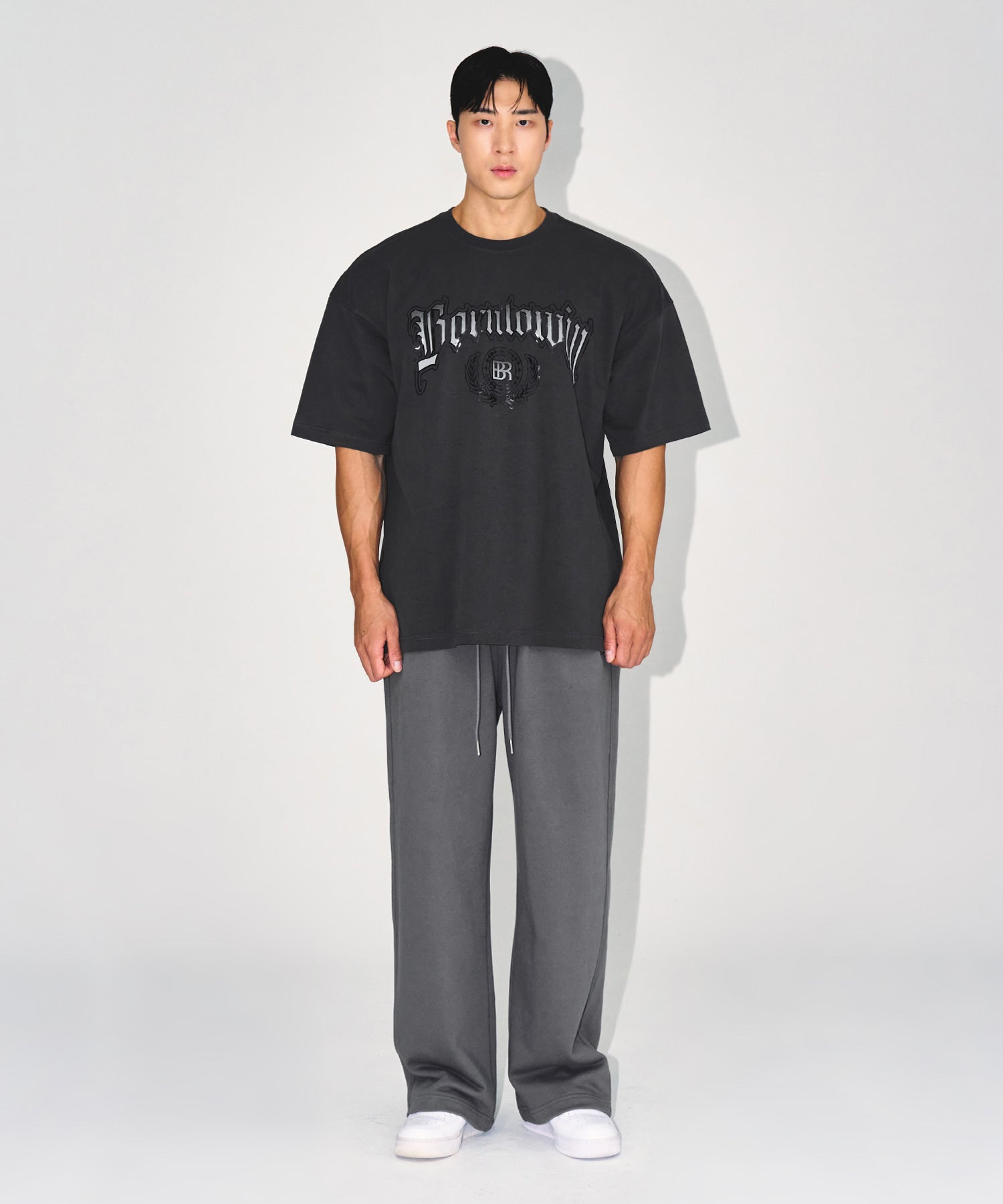 CHROME B SEMI WIDE PANTS [CHARCOAL]