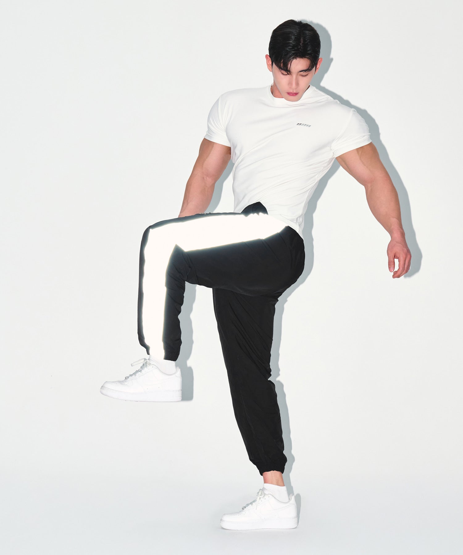 CHROME NYLON BLOCK PANTS [BLACK]
