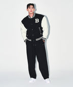 ATHLETIC VARSITY QUILTED JACKET [BLACK]