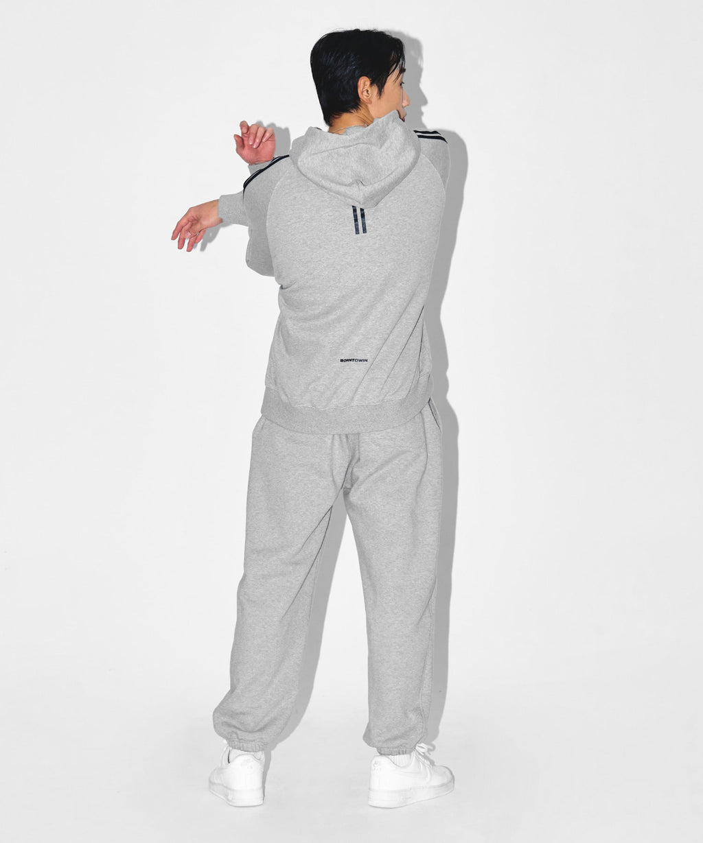 STROKE B TRACK LINE HOODIE [MELANGE GREY]