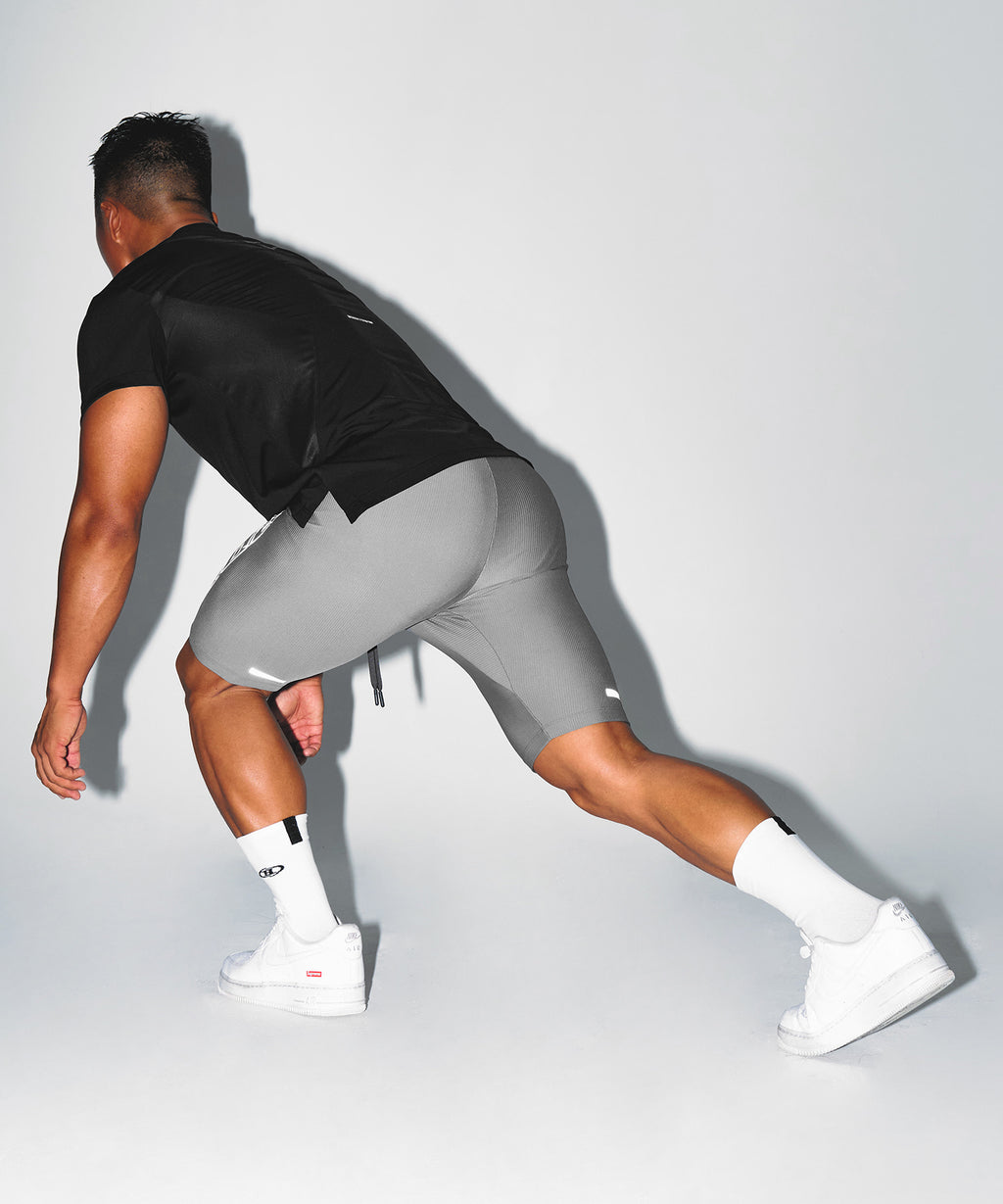 BRN SIDE LOGO SHORT LEGGINGS [CHARCOAL]