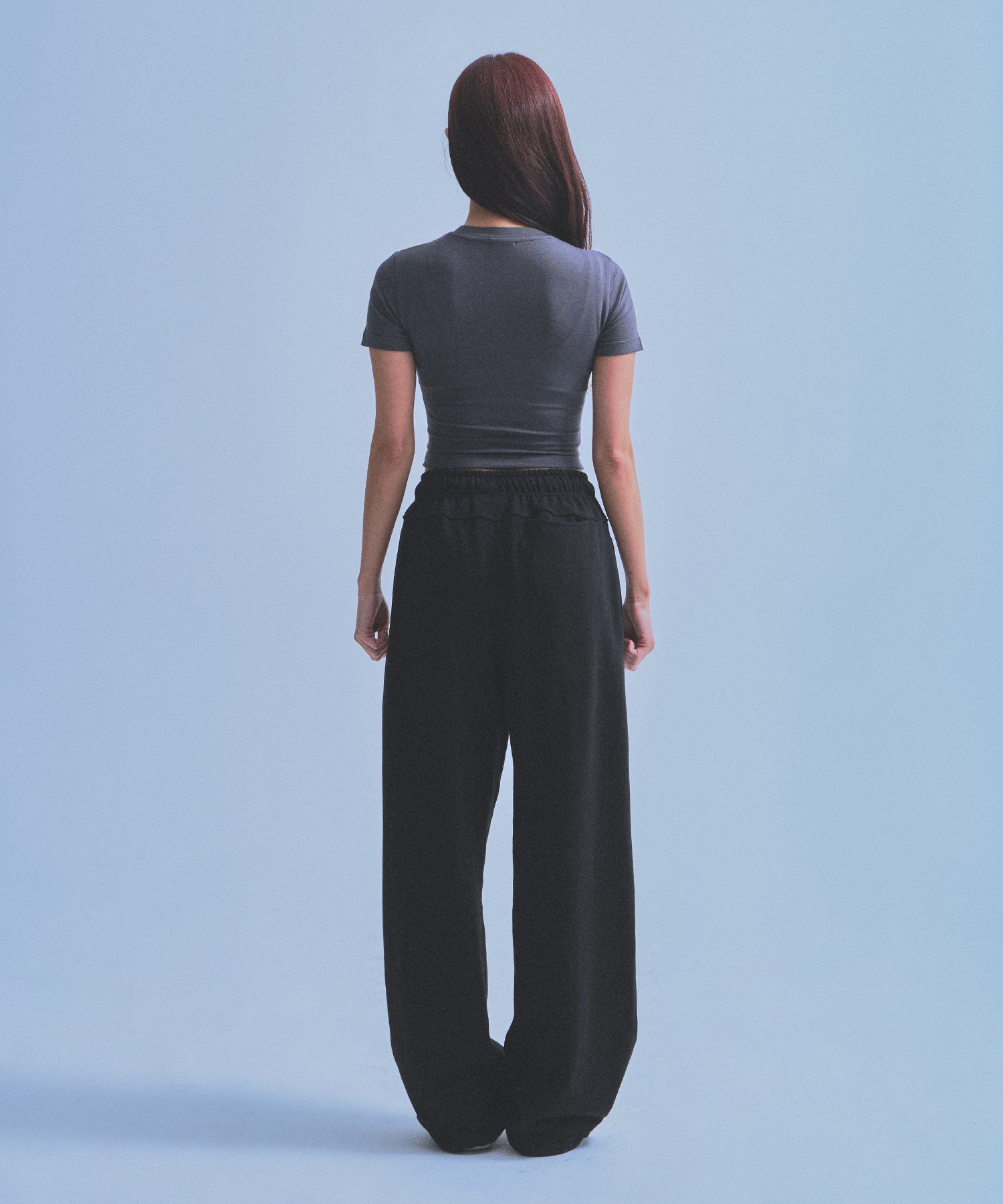 W SILVER BRN SEMI CROP T-SHIRTS [CHARCOAL] Secondary image