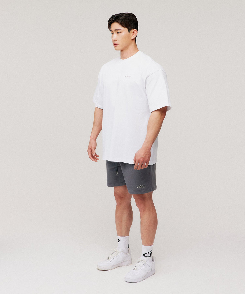 SILVER BRN SEMI OVER FIT T-SHIRTS [WHITE]