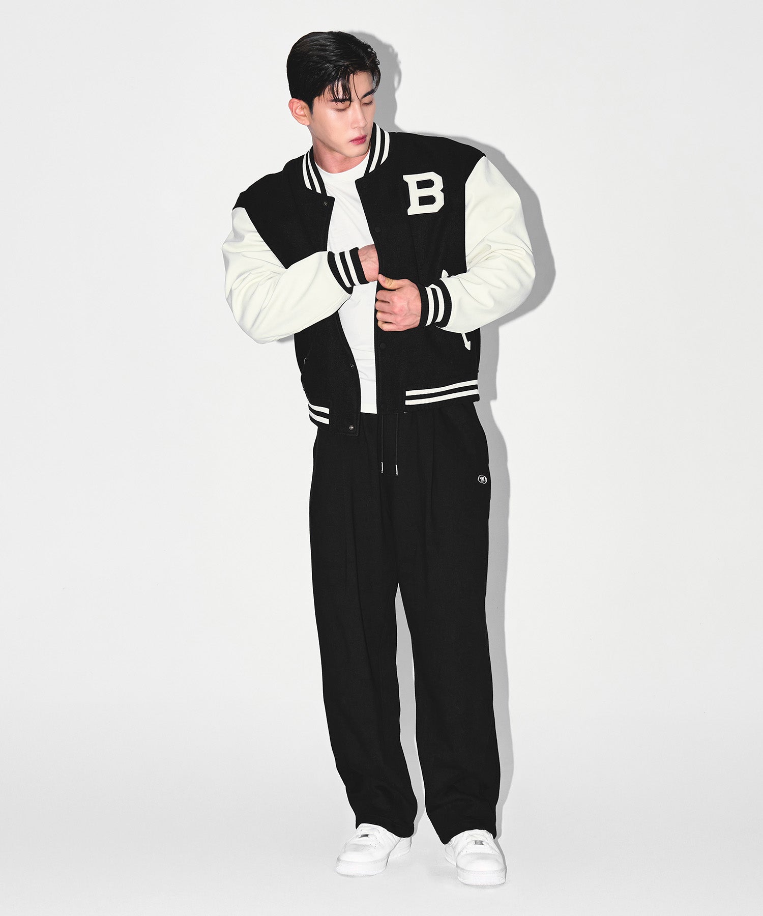 ATHLETIC VARSITY QUILTED JACKET [BLACK]