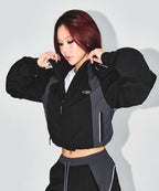 W NYLON BLOCK JACKET [BLACK]