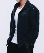 SUEDE SILVER LINE JERSEY JACKET [BLACK]