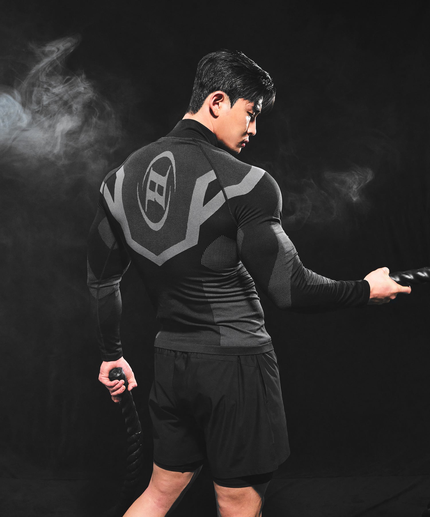 BRN ECLIPSE SEAMLESS HALF ZIP UP LONG SLEEVE [BLACK]