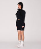 W SYMBOL B MESH HALF ZIP-UP LONG SLEEVE [BLACK]