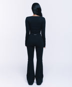 RIBBED FULL ZIP-UP [BLACK]