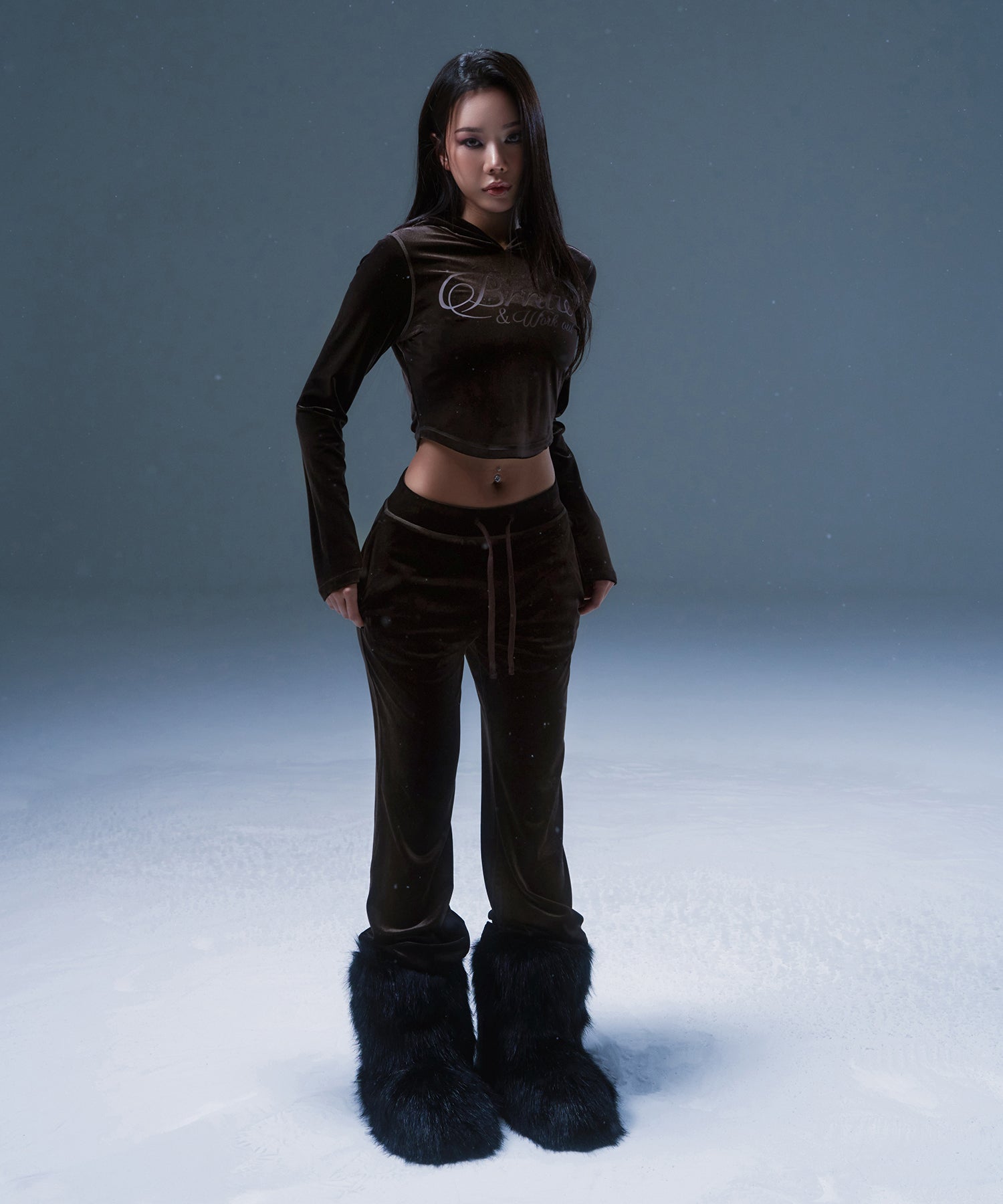 W DOUBLE B VELVET BOOTS CUT PANTS [BLACK]