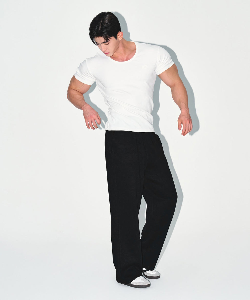 [Daejin Jeong] WINNER RIBBED MUSCLE FIT T-SHIRTS [WHITE]