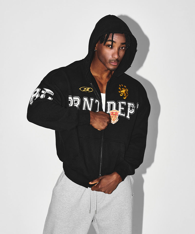 HERITAGE SYMBOL B HOODIE ZIP-UP [BLACK] Main image