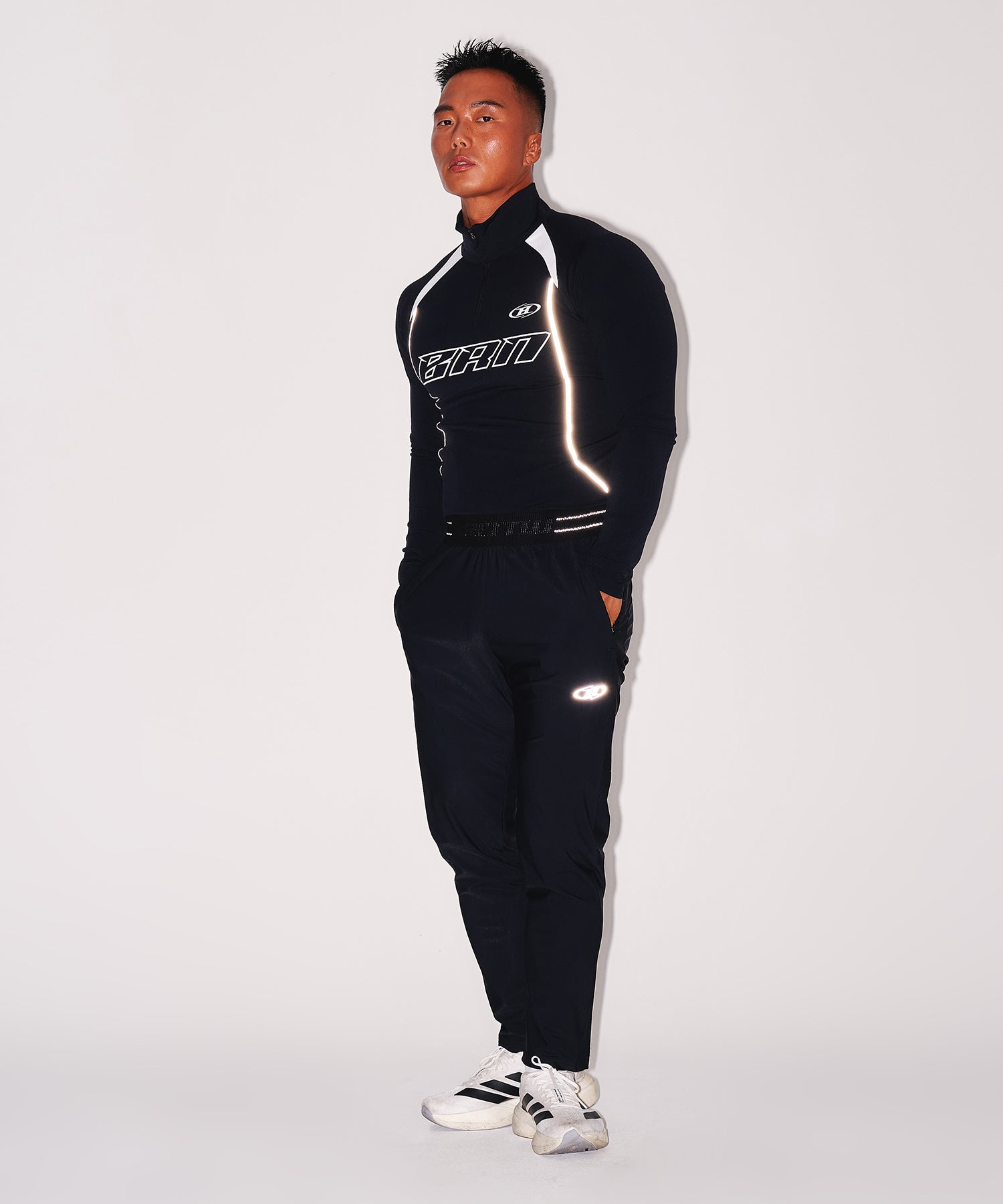 BRN SILVER LINE HALF ZIP UP LONG SLEEVE [BLACK] Main image