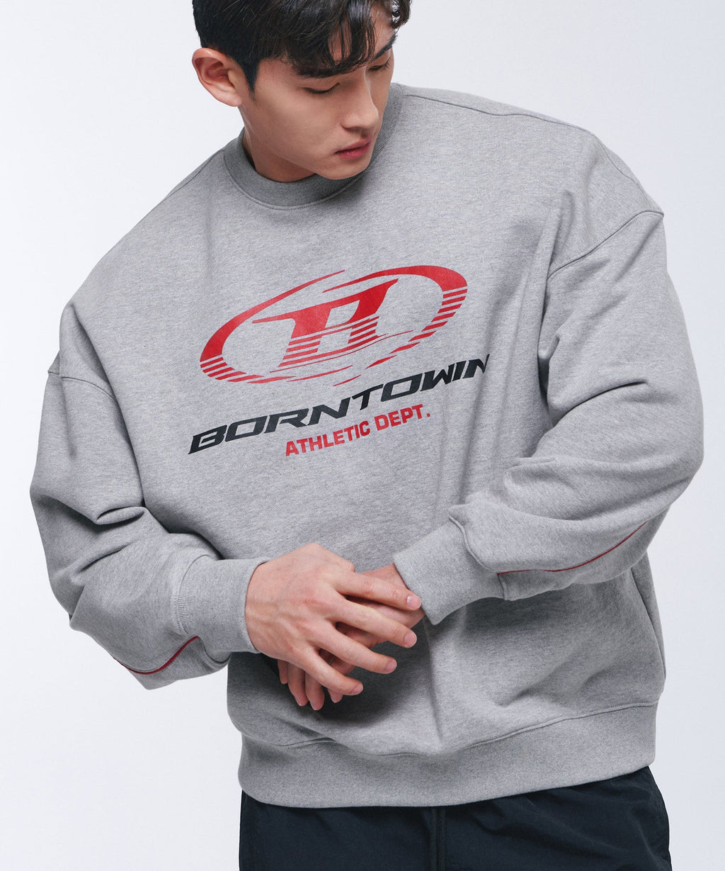 B SYMBOL RED LINE SWEATSHIRTS [MELANGE GREY]