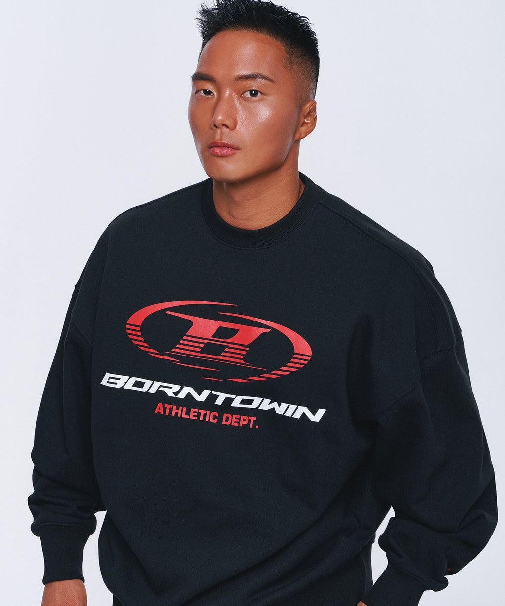 B SYMBOL RED LINE SWEATSHIRTS [BLACK]