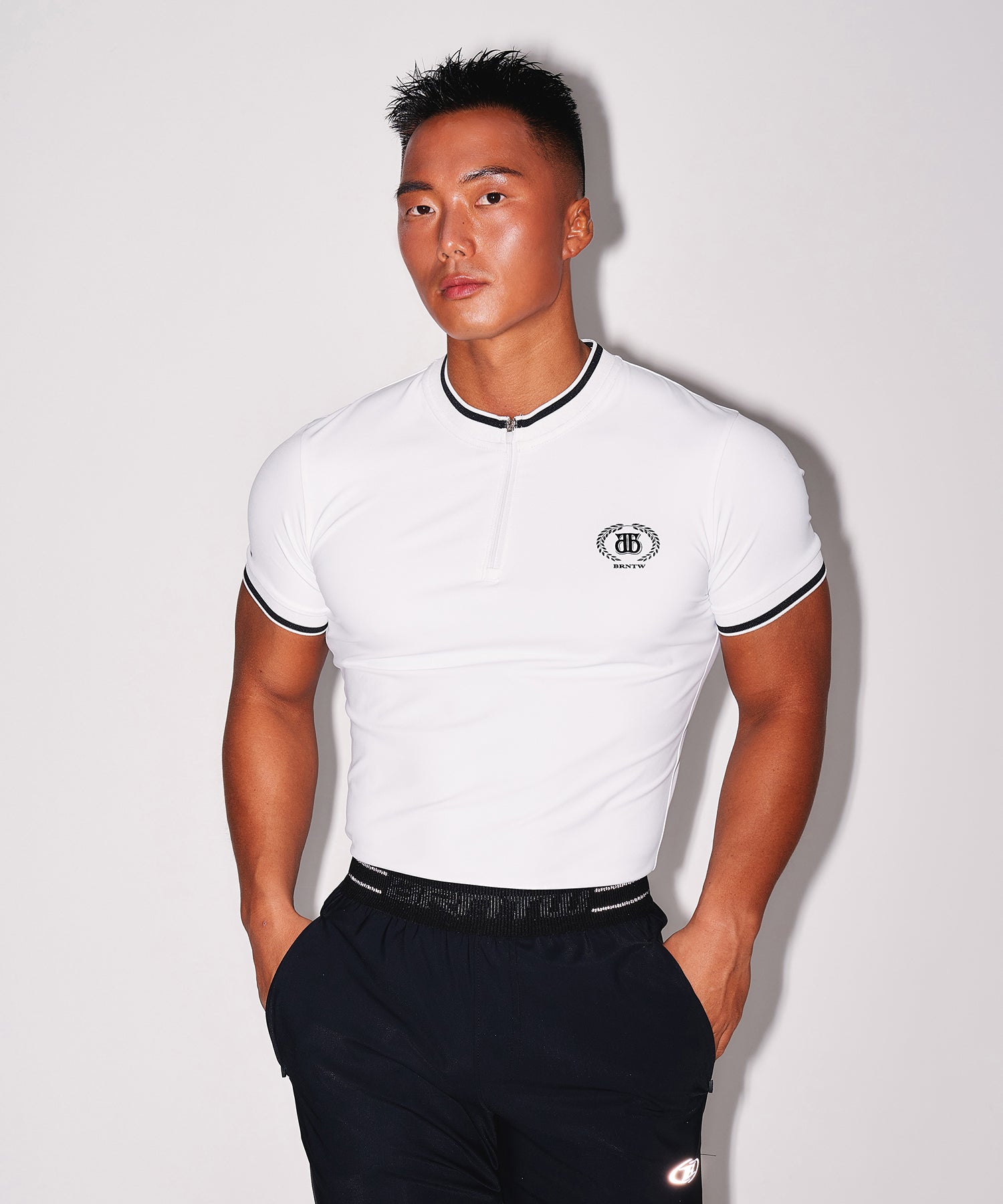 DOUBLE B EMBLEM HALF ZIP UP JERSEY [WHITE] Main image