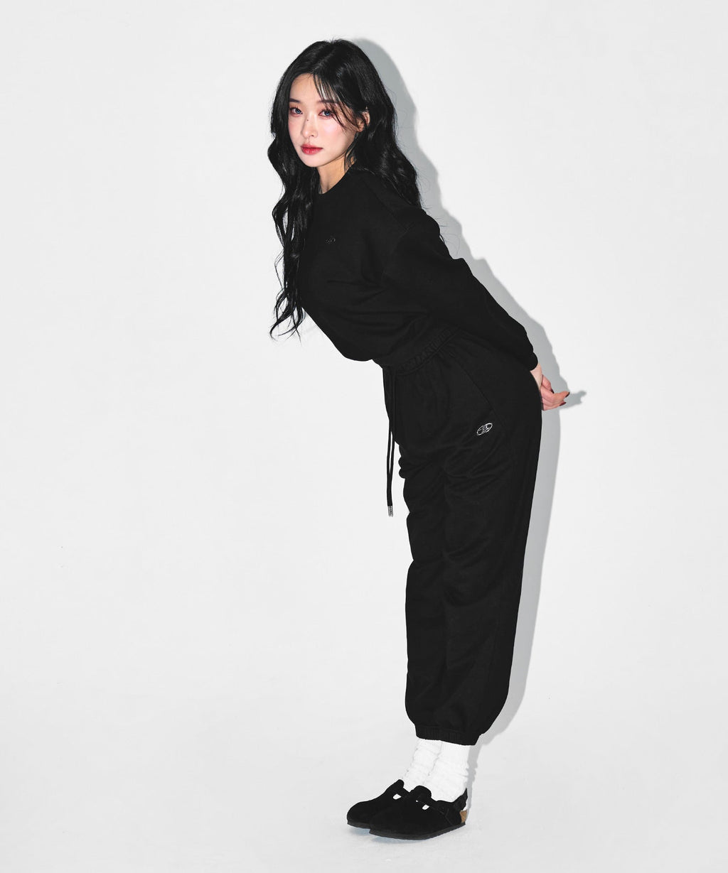 W SEMI WIDE SWEAT JOGGER PANTS [BLACK]