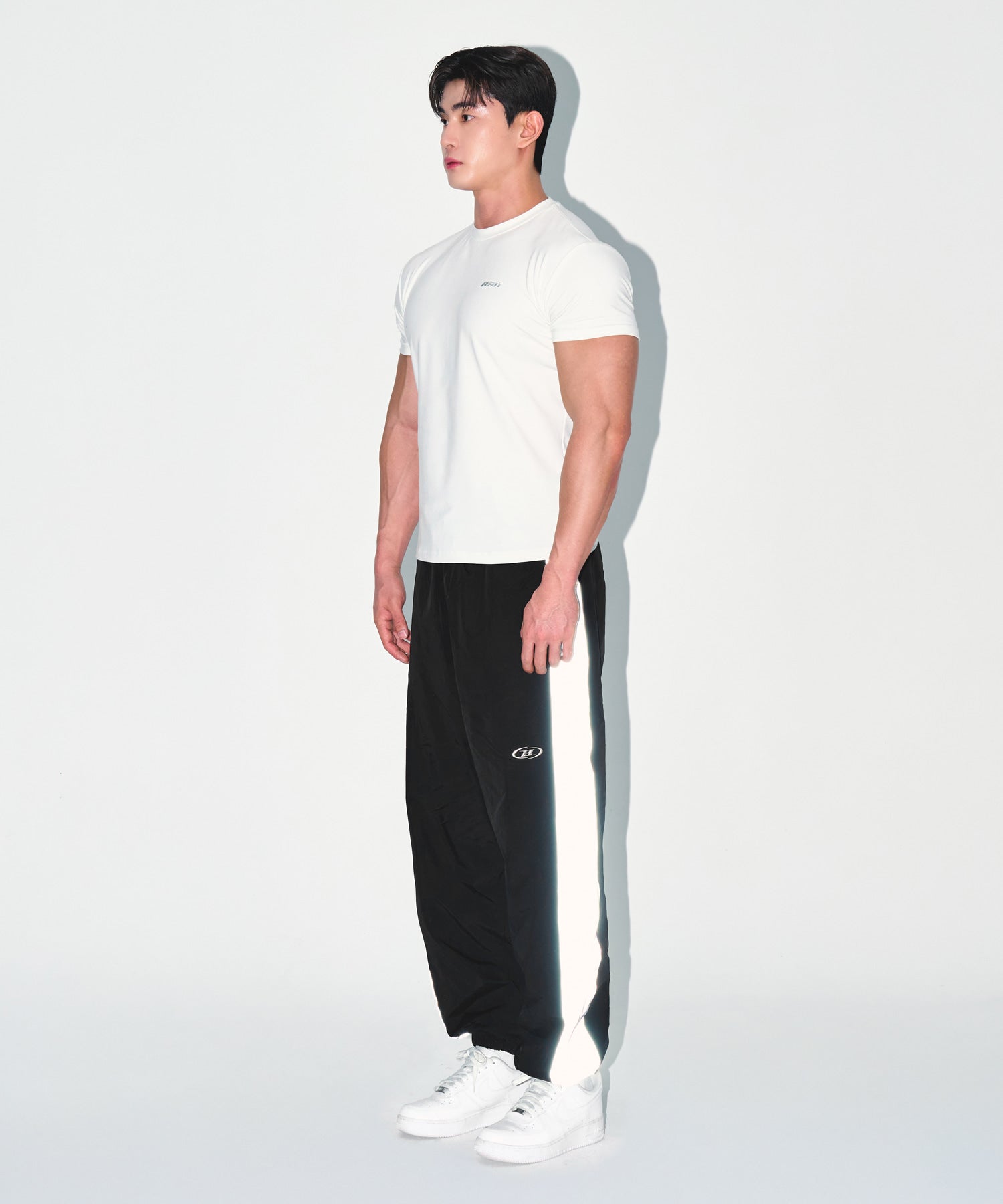 CHROME NYLON BLOCK PANTS [BLACK]