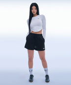 TRACK LINE PIN TUCK JERSEY SHORTS