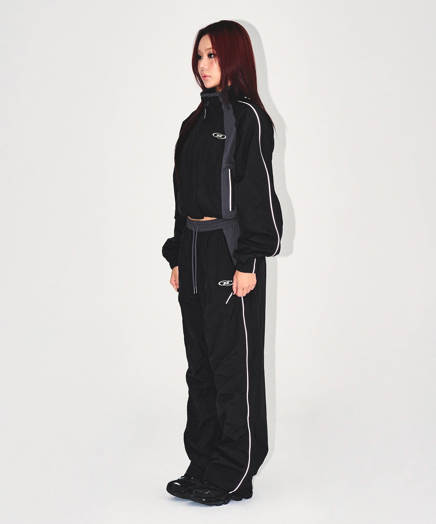 W NYLON BLOCK JACKET [BLACK]