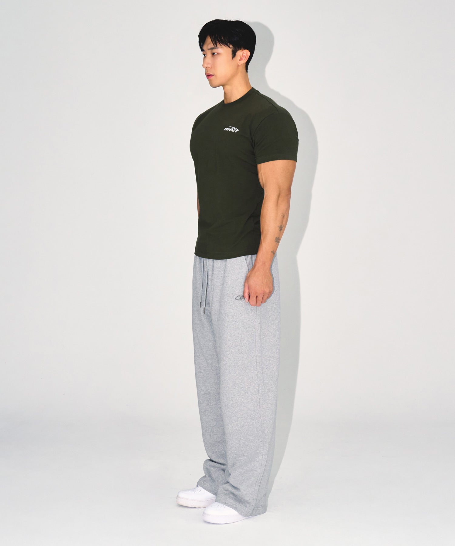 CHROME B SEMI WIDE PANTS [MELANGE GREY]
