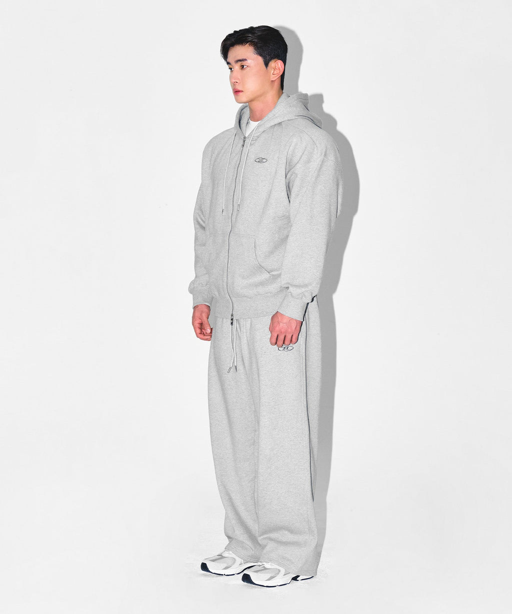 CHROME B FLEECE SEMI WIDE PANTS [MELANGE GREY]