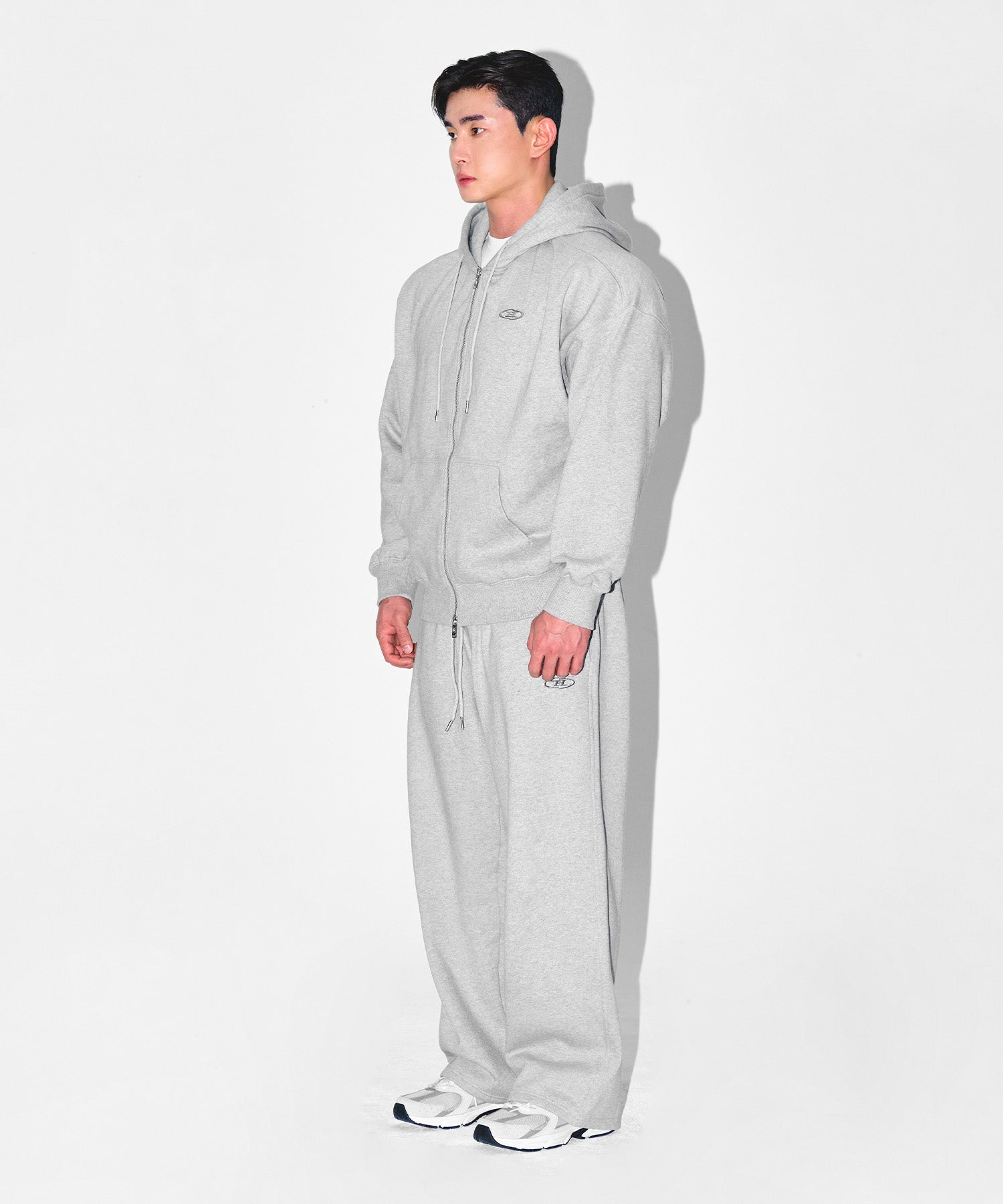 CHROME B FLEECE SEMI WIDE PANTS [MELANGE GREY]