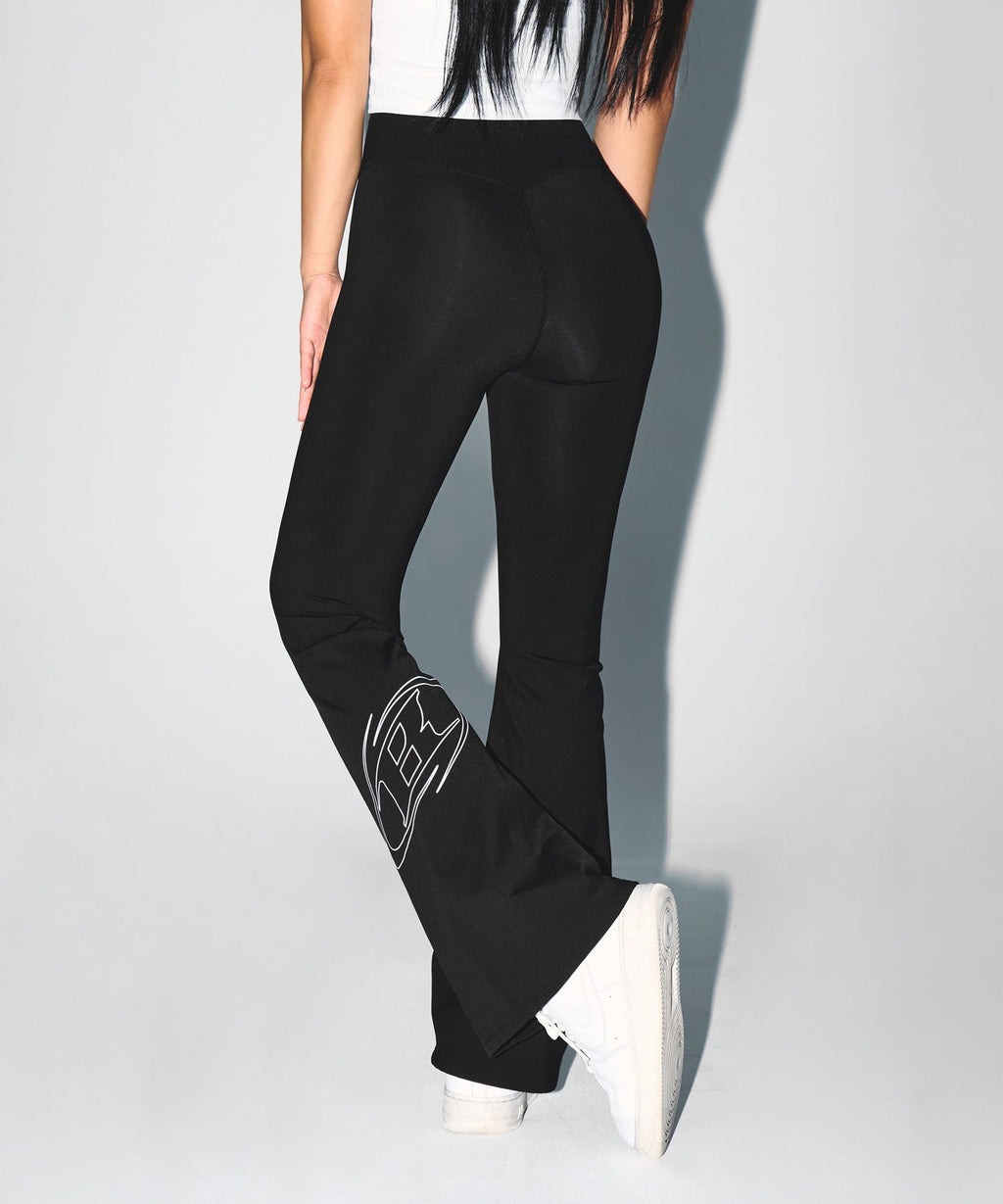 W STROKE B FLEECE BOOTS CUT LEGGINGS [BLACK]