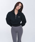 W SILVER B HALF ZIP UP SWEATSHIRTS [BLACK]