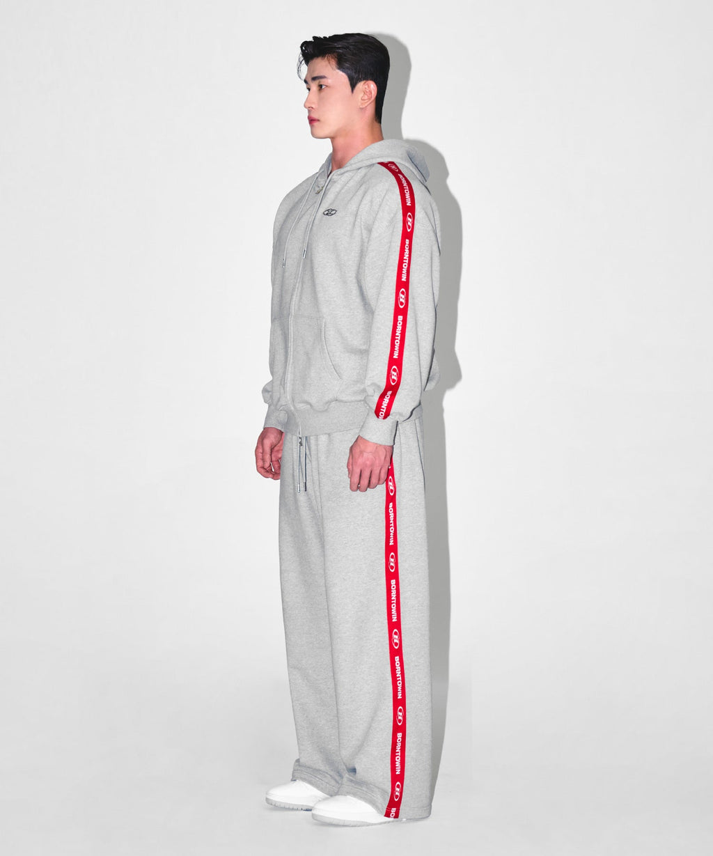 CHROME B RED LINE SEMI WIDE PANTS [MELANGE GRAY]