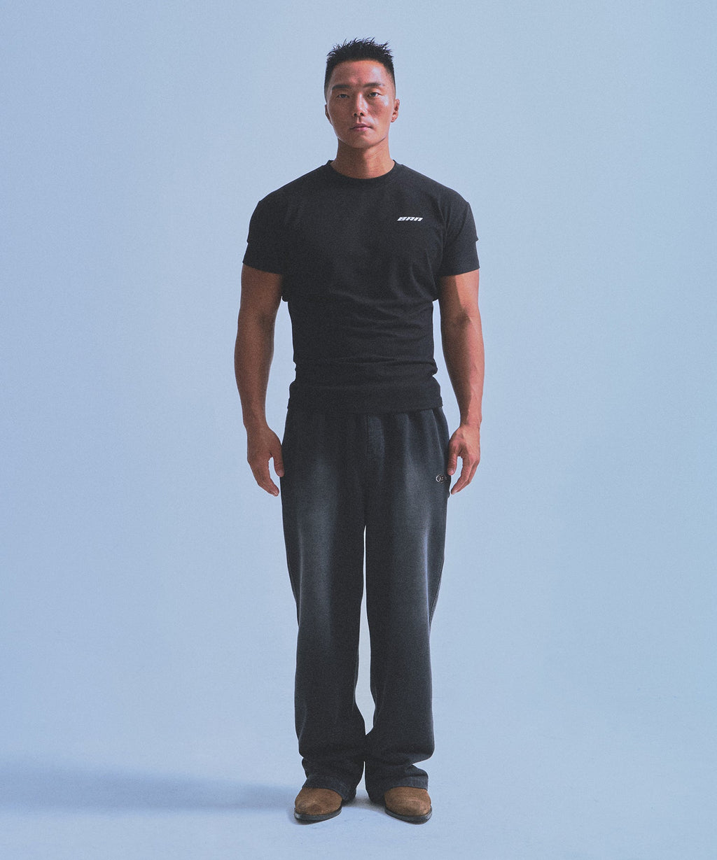 SILVER BRN MUSCLE FIT T-SHIRTS [BLACK]