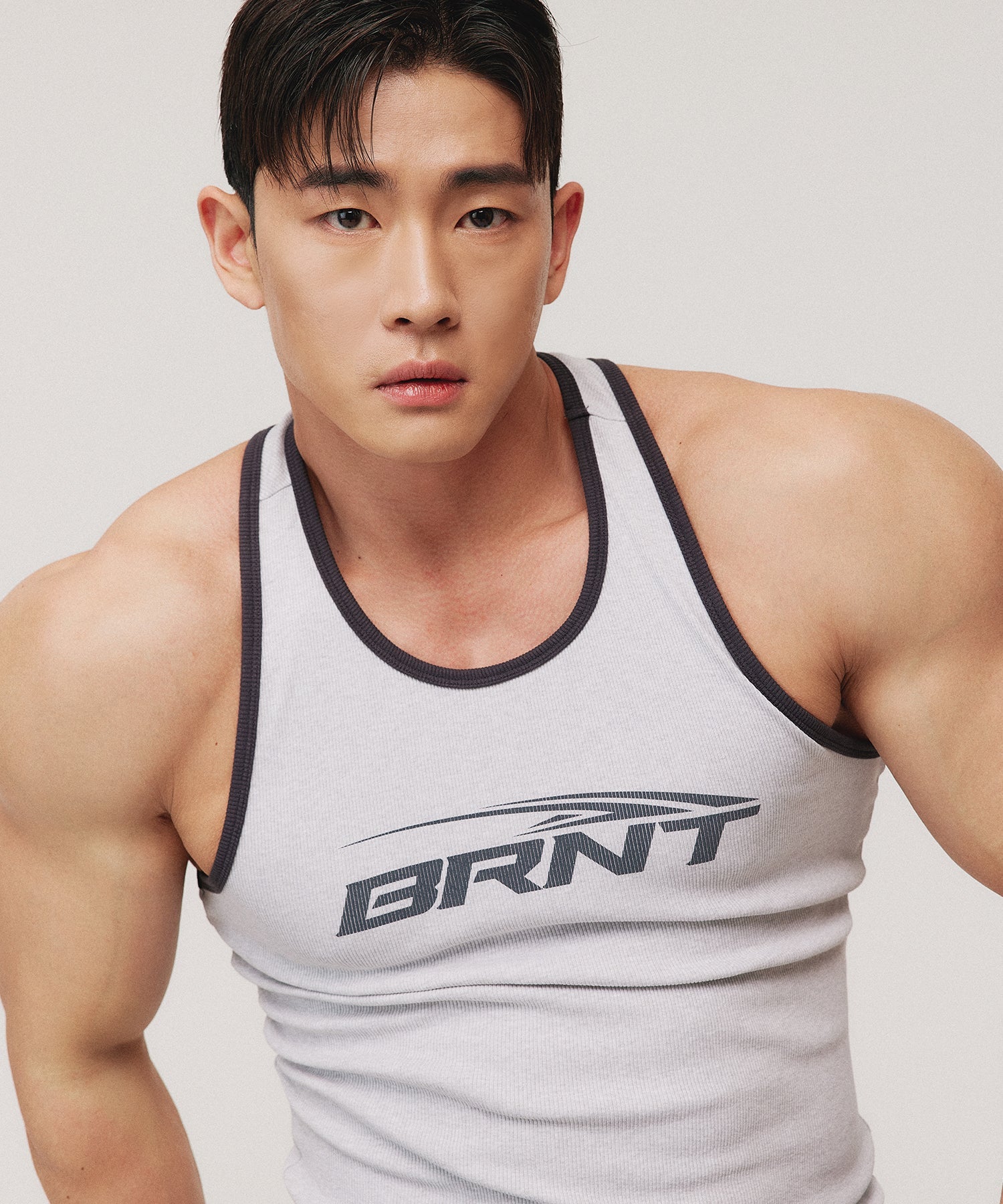BRNT RIBBED SLEEVELESS [WHITE MELANGE] Main image