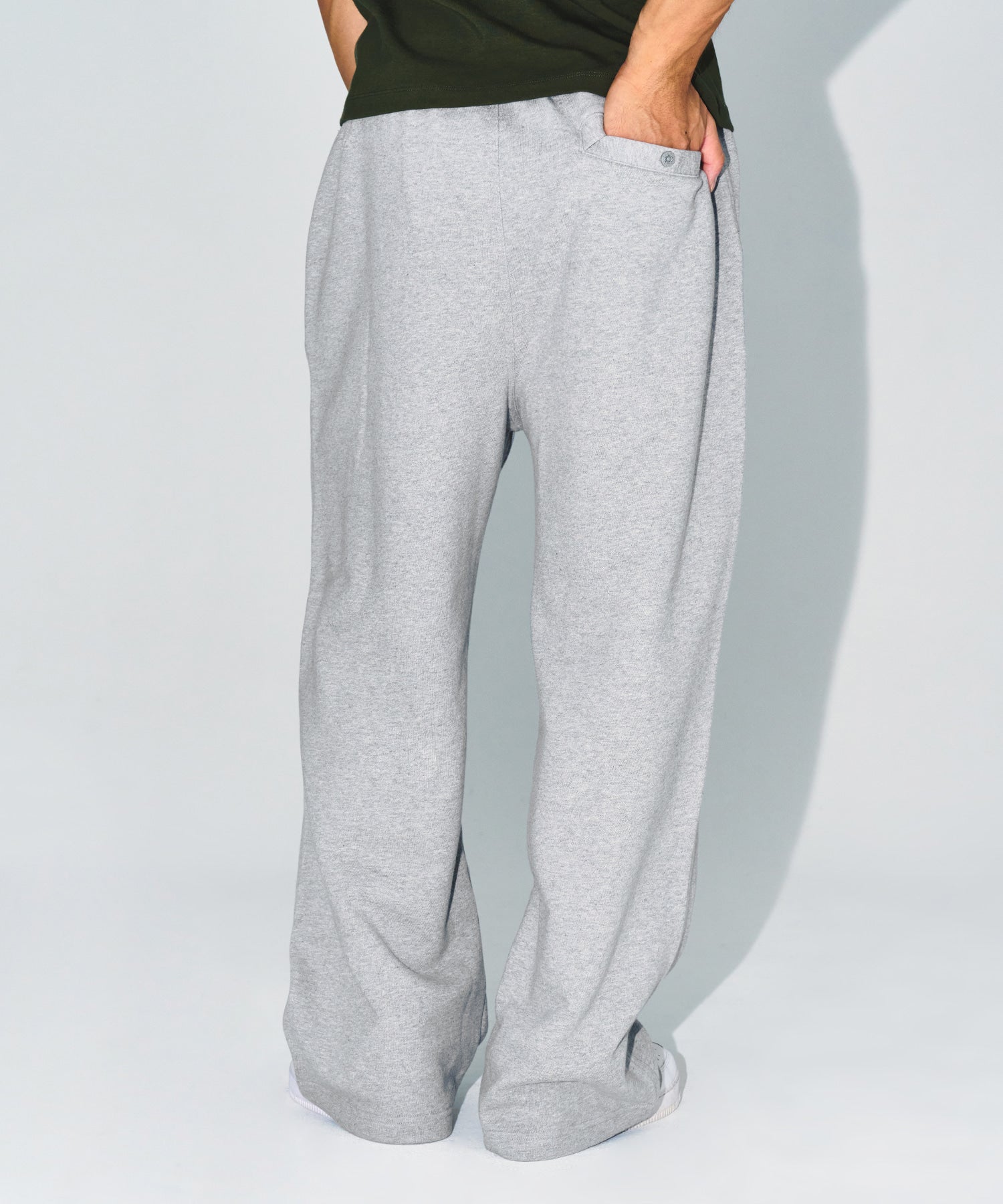 CHROME B SEMI WIDE PANTS [MELANGE GREY]