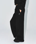 W KNIT LIKE SEMI WIDE PANTS [BLACK]