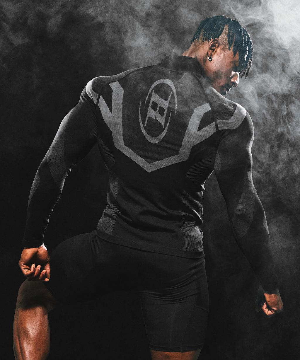 BRN ECLIPSE SEAMLESS HALF ZIP UP LONG SLEEVE [BLACK]