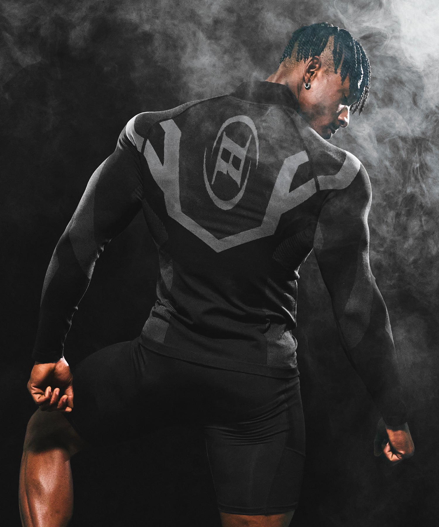 BRN ECLIPSE SEAMLESS HALF ZIP UP LONG SLEEVE [BLACK]