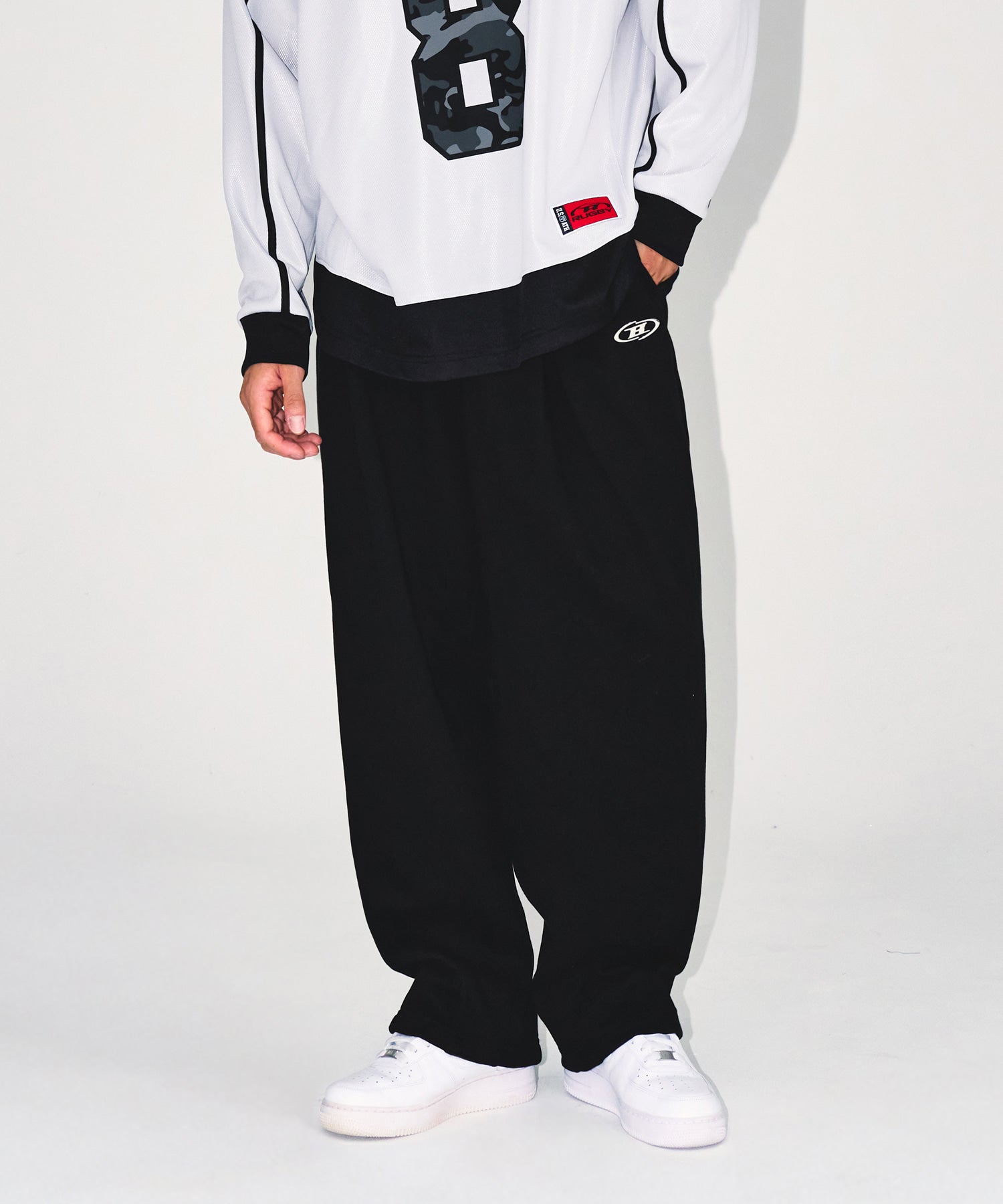 CHROME B MAXI WIDE PANTS [BLACK]