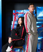 CHROME B RED LINE SEMI WIDE PANTS [MELANGE GRAY]