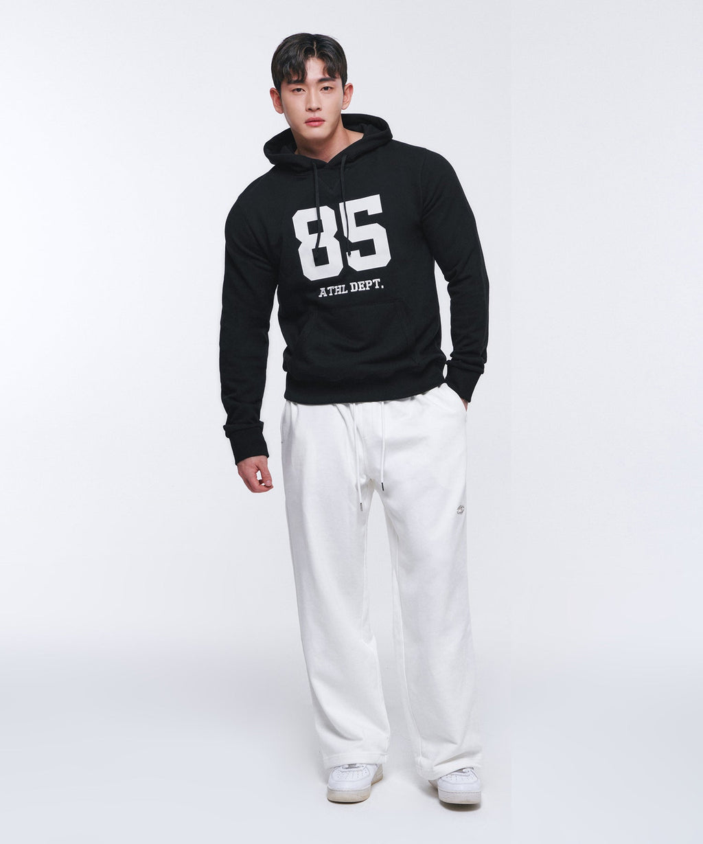 85 APPLIQUE MUSCLE FIT HOODIE [BLACK]