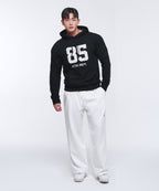 85 APPLIQUE MUSCLE FIT HOODIE [BLACK]