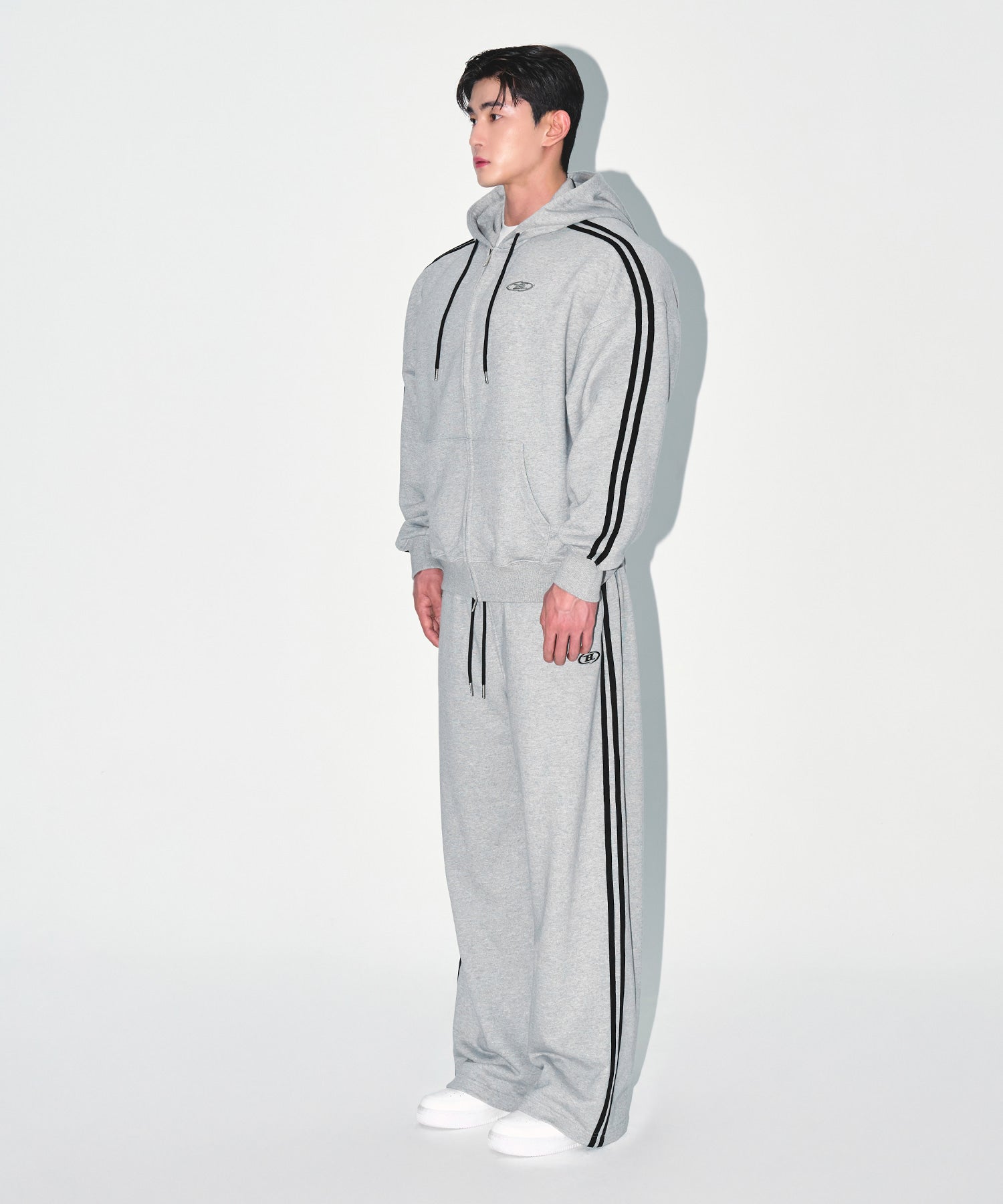 CHROME B TRACK LINE SEMI WIDE PANTS [MELANGE GREY]