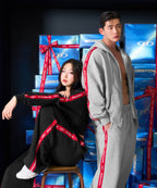 CHROME B RED LINE SEMI WIDE PANTS [BLACK]