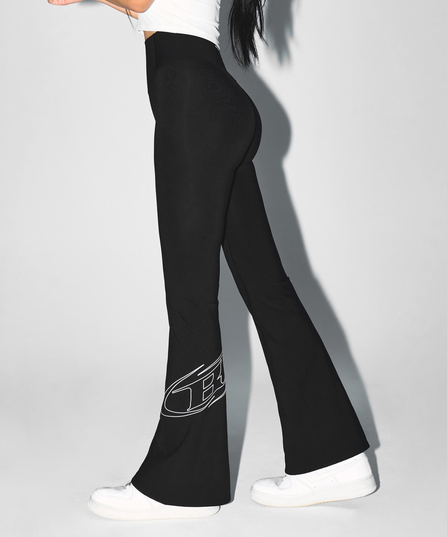 W STROKE B FLEECE BOOTS CUT LEGGINGS [BLACK]