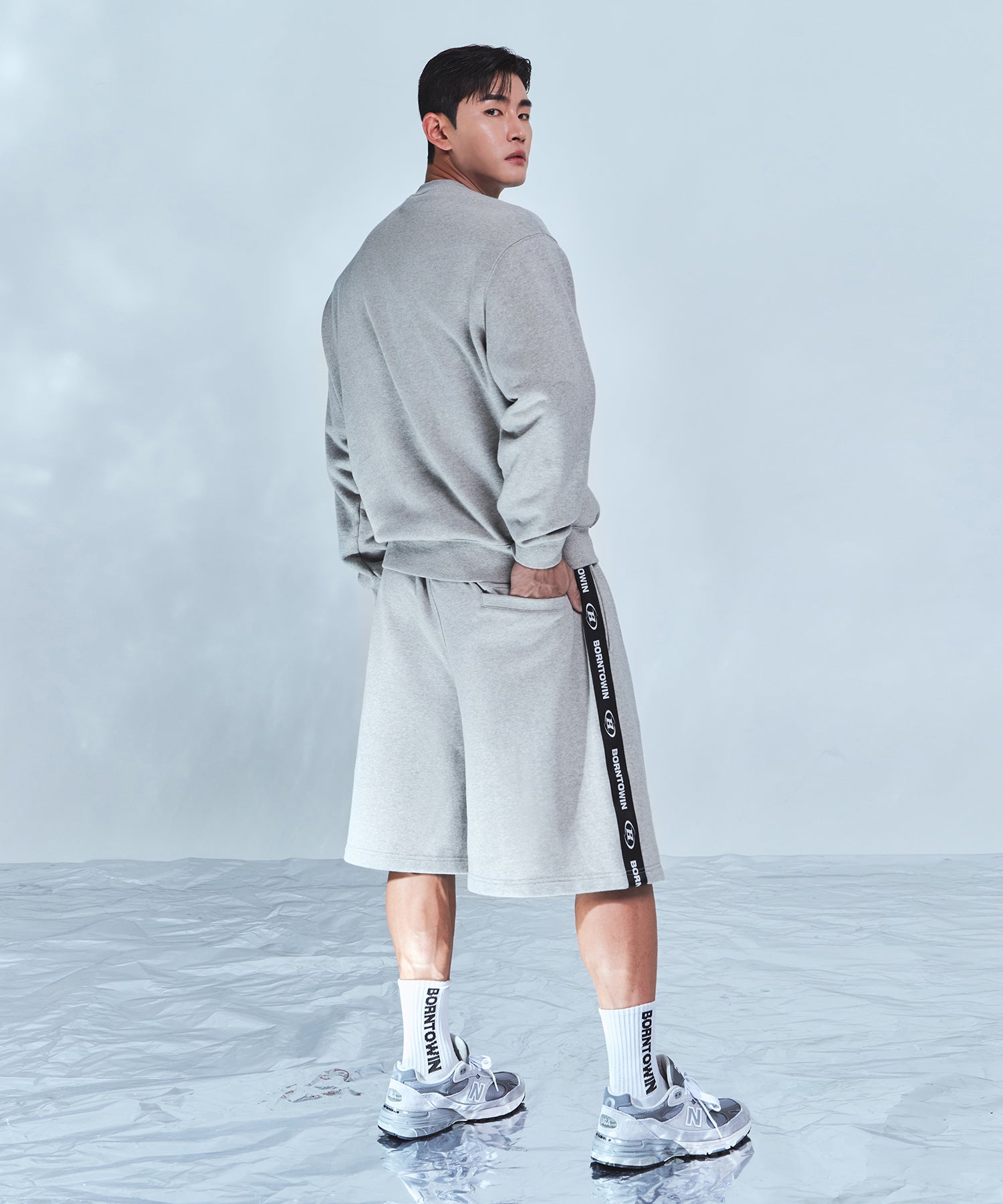 CHROME B BLACK LINE HALF PANTS LONG VER