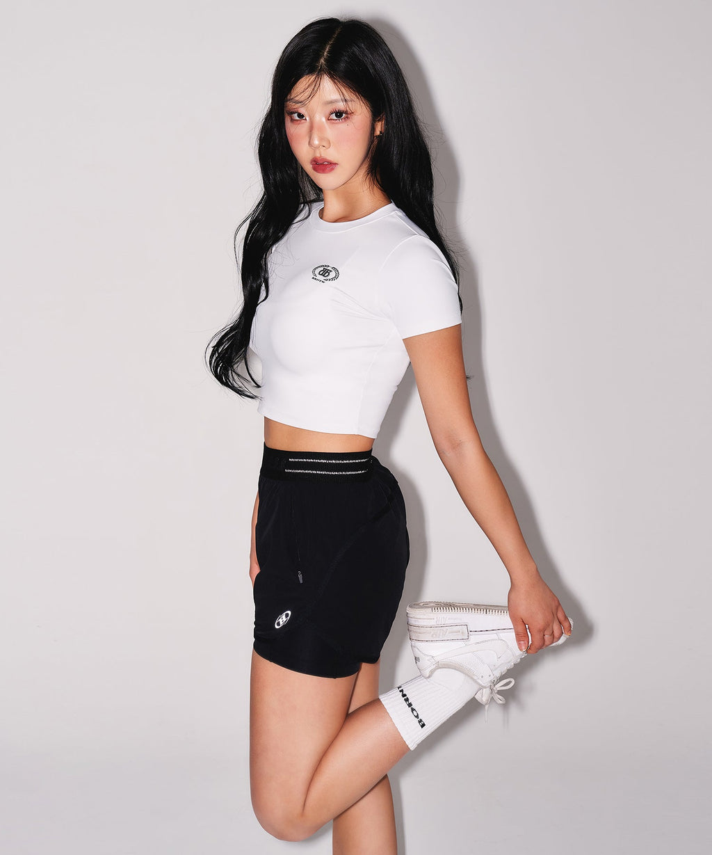 W REFLECTIVE TWO IN ONE SHORTS [BLACK]