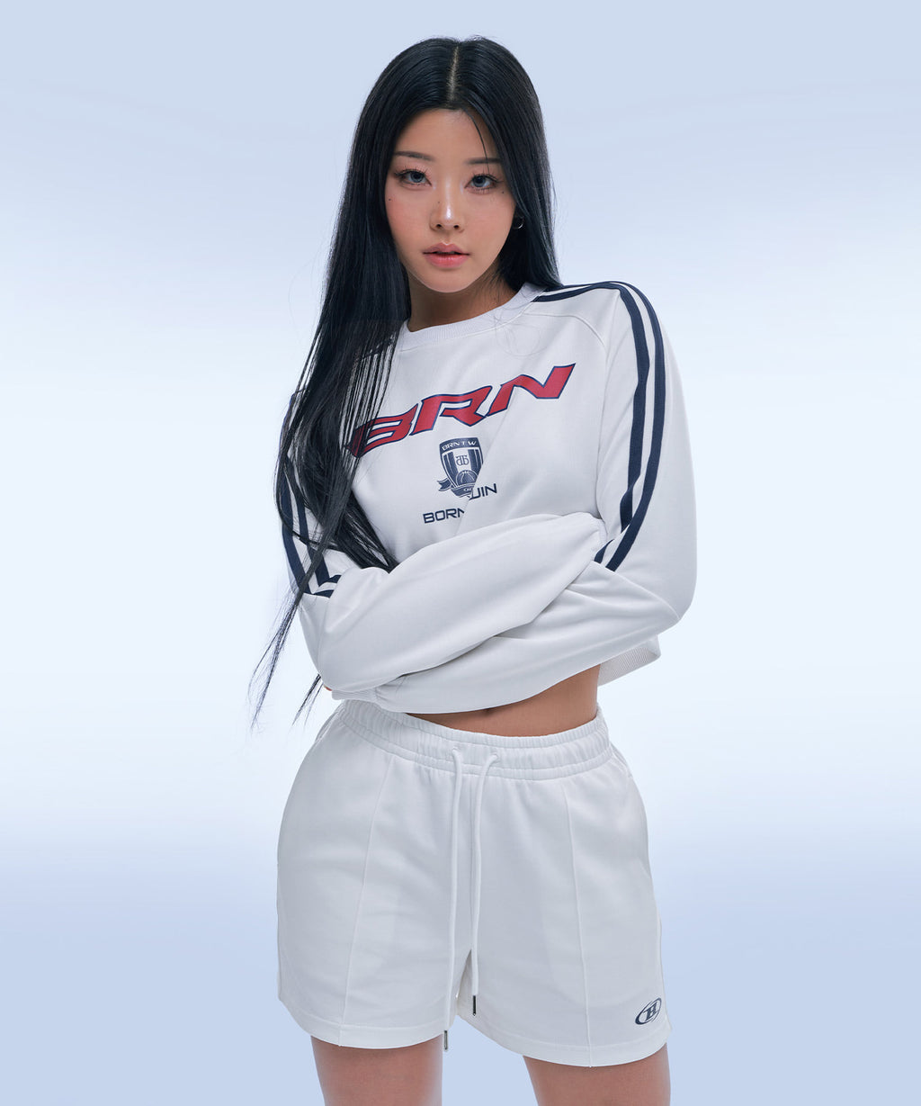 TRACK LINE PIN TUCK JERSEY SHORTS